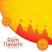 RAM navami bênçãos hindu festival cumprimento cartão Projeto vetor