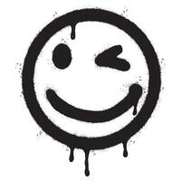 spray pintado grafite sorridente face emoticon isolado em branco fundo. vetor