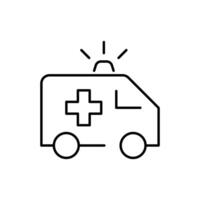 ambulância ícone. simples esboço estilo. emergência, primeiro resgate carro, furgão, paramédico, médico, sirene, caminhão, transporte conceito. fino linha símbolo. vetor ilustração isolado.