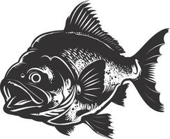 ai gerado silhueta piranha peixe animal Preto cor só cheio corpo vetor
