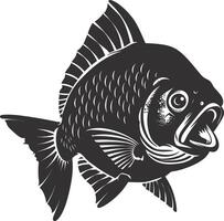 ai gerado silhueta piranha peixe animal Preto cor só cheio corpo vetor