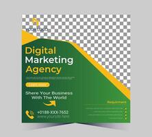 digital marketing agência folheto modelo com amarelo e Preto Projeto vetor