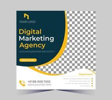 digital marketing agência folheto modelo com amarelo e Preto Projeto vetor