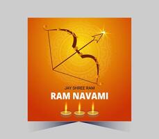 feliz RAM navami com seta e diyas vetor