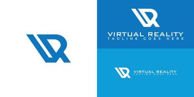 abstrato inicial carta vr ou rv logotipo dentro azul cor apresentado com múltiplo fundo cores. a logotipo é adequado para virtual realidade o negócio logotipo Projeto inspiração modelos. vetor