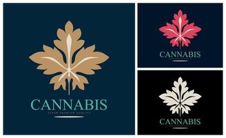 cannabis maconha cbd cânhamo folha conjunto cor logotipo conjunto Projeto modelo vetor