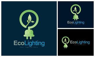 eco iluminação lâmpada folhas ir verde energia logotipo modelo Projeto vetor