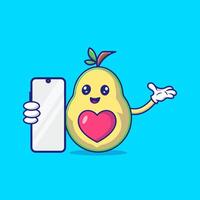 fofa abacate segurando Móvel telefone mascote personagem vetor ícone ilustração