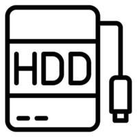 hdd linha ícone vetor