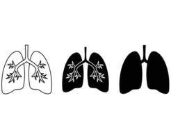 conjunto do pulmão silhueta ícone ou humano pulmões silhueta vetor