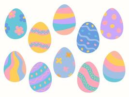 Páscoa ovos. conjunto do brilhante colorida Páscoa ovos. ovos com diferente padrões. Páscoa vetor coleção isolado em branco fundo.