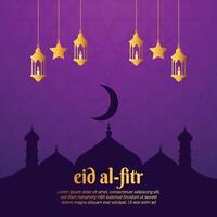 eid al fitr cumprimento cartão com islâmico decoração vetor