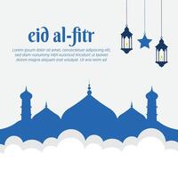 eid al fitr cumprimento cartão com islâmico decoração vetor