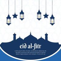 eid al fitr cumprimento cartão com islâmico decoração vetor