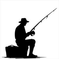 pescador. pescador lança fiação vetor