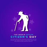 a mundo Senior cidadão dia papel cortar estilo vetor Projeto ilustração para fundo, poster, bandeira, anúncio, cumprimento cartão