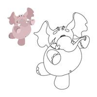 coloração livro para crianças, fofa bebê elefante. ilustração e esboço, vetor