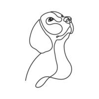 linha arte, fofa de raça pura cachorro beagle. esboço ilustração, poster, cartão postal, vetor