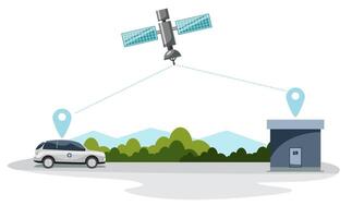 GPS carro rastreamento tecnologia sistema a partir de satélite vetor
