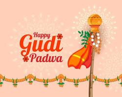 cultural hindu Novo ano festival gudi Padwa celebração tradicional Projeto vetor