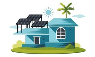 casa com solar energia painel vetor ilustração