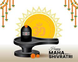 maha Shivratri festival bênçãos cartão Projeto com tremor fundo modelo vetor