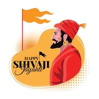 Chhatrapati Shivaji maharaj Jayanti saudações, ótimo indiano marata rei vetor