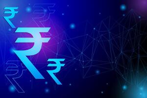 digital rupia indiano moeda tecnologia fundo vetor