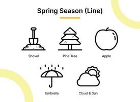 Primavera estação ícone conjunto dentro linha estilo adequado para rede e aplicativo ícones, apresentações, cartazes, etc. vetor
