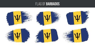 barbados bandeiras conjunto escova acidente vascular encefálico grunge vetor ilustração bandeira do barbados isolado em branco