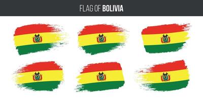 Bolívia bandeiras conjunto escova acidente vascular encefálico grunge vetor ilustração bandeira do Bolívia isolado em branco