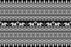 étnico branco tailandês elefante desatado padronizar em Preto fundo. vetor ilustração para tecido, têxtil, tapete, telha, invólucro, papel de parede e fundo