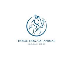 cavalo, cachorro e gato animal logotipo Projeto moderno vetor. vetor