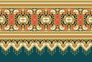 pixel Cruz ponto tradicional étnico padronizar paisley flor ikat fundo abstrato asteca africano indonésio indiano desatado padronizar para tecido impressão pano vestir tapete cortinas e sarongue vetor