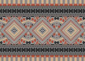 pixel Cruz ponto tradicional étnico padronizar paisley flor ikat fundo abstrato asteca africano indonésio indiano desatado padronizar para tecido impressão pano vestir tapete cortinas e sarongue vetor