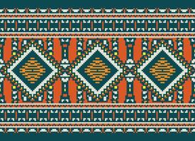 pixel Cruz ponto tradicional étnico padronizar paisley flor ikat fundo abstrato asteca africano indonésio indiano desatado padronizar para tecido impressão pano vestir tapete cortinas e sarongue vetor