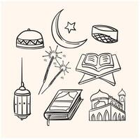 islâmico adequado para Ramadã ou eid Mubarak evento com ilustração estilo rabisco e linha arte vetor