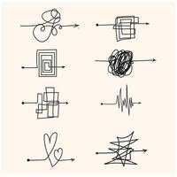 esboço seta clew caos bola complicado com ilustração estilo rabisco e linha arte vetor