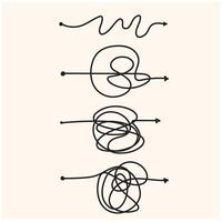 esboço seta clew caos bola complicado com ilustração estilo rabisco e linha arte vetor