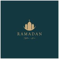 Ramadã Mubarak logotipo com lanterna elementos, crescente lua e Estrela mesquita prédio, islâmico caligrafia padrão, para negócios, arquitetura, muçulmanos, eid, eid cartões, islâmico Educação vetor