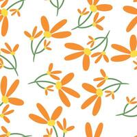 desatado padronizar com fofa desenho animado laranja flores para tecido imprimir, têxtil, presente invólucro papel. crianças colorida vetor, plano estilo vetor
