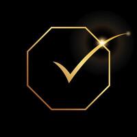 dourado Verifica marca ícone círculo ouro certificação foca vetor