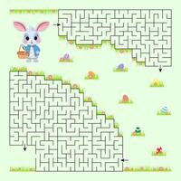 vetor ilustração. Páscoa Labirinto jogo. a Coelho coleta Páscoa ovos e parece para uma caminho Fora do a Labirinto. jogos para crianças.
