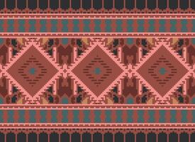 pixel Cruz ponto tradicional étnico padronizar paisley flor ikat fundo abstrato asteca africano indonésio indiano desatado padronizar para tecido impressão pano vestir tapete cortinas e sarongue vetor