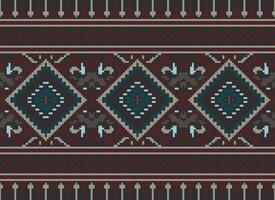 pixel Cruz ponto tradicional étnico padronizar paisley flor ikat fundo abstrato asteca africano indonésio indiano desatado padronizar para tecido impressão pano vestir tapete cortinas e sarongue vetor