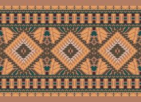 pixel Cruz ponto tradicional étnico padronizar paisley flor ikat fundo abstrato asteca africano indonésio indiano desatado padronizar para tecido impressão pano vestir tapete cortinas e sarongue vetor