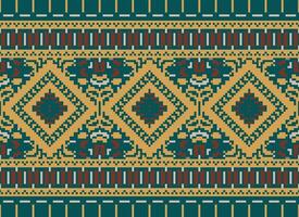 pixel Cruz ponto tradicional étnico padronizar paisley flor ikat fundo abstrato asteca africano indonésio indiano desatado padronizar para tecido impressão pano vestir tapete cortinas e sarongue vetor