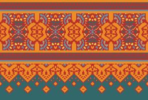 pixel Cruz ponto tradicional étnico padronizar paisley flor ikat fundo abstrato asteca africano indonésio indiano desatado padronizar para tecido impressão pano vestir tapete cortinas e sarongue vetor