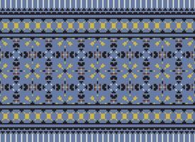 pixel Cruz ponto tradicional étnico padronizar paisley flor ikat fundo abstrato asteca africano indonésio indiano desatado padronizar para tecido impressão pano vestir tapete cortinas e sarongue vetor