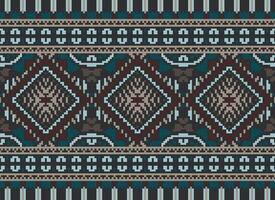 pixel Cruz ponto tradicional étnico padronizar paisley flor ikat fundo abstrato asteca africano indonésio indiano desatado padronizar para tecido impressão pano vestir tapete cortinas e sarongue vetor